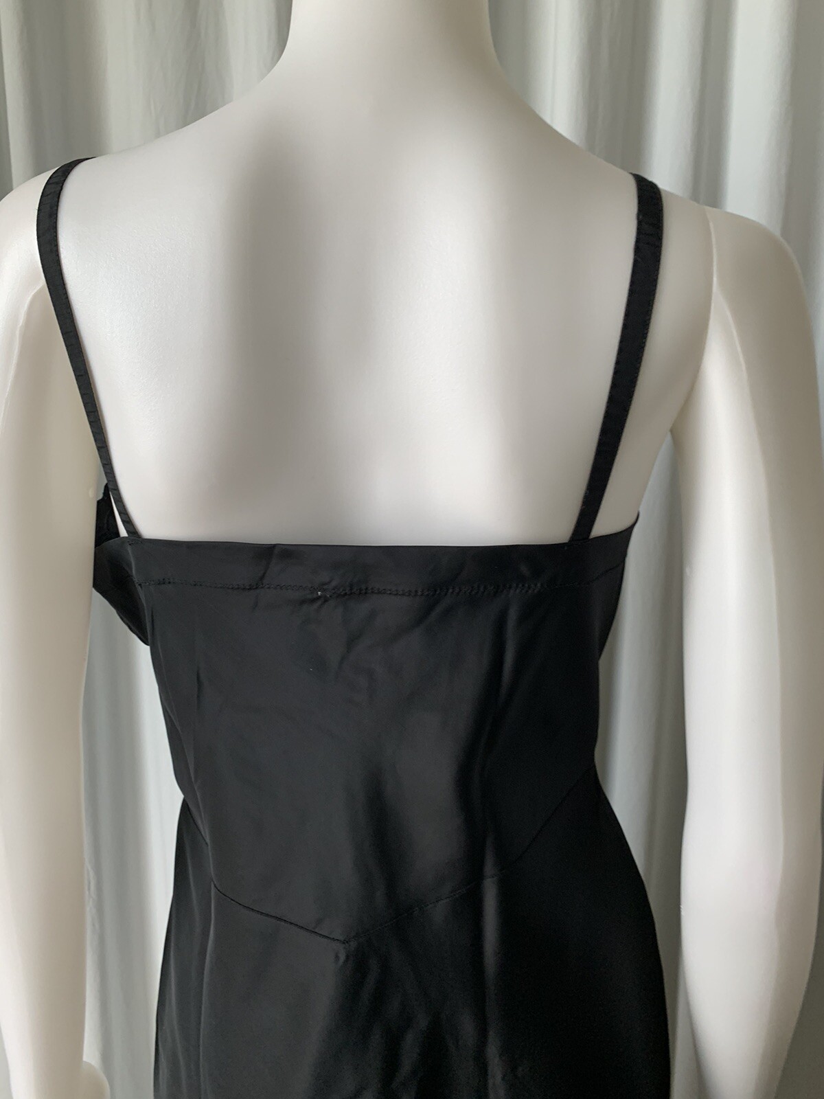 Vintage 50s Barbizon ? Black Tafredda Full Slip Side Zipper Size 36 Average