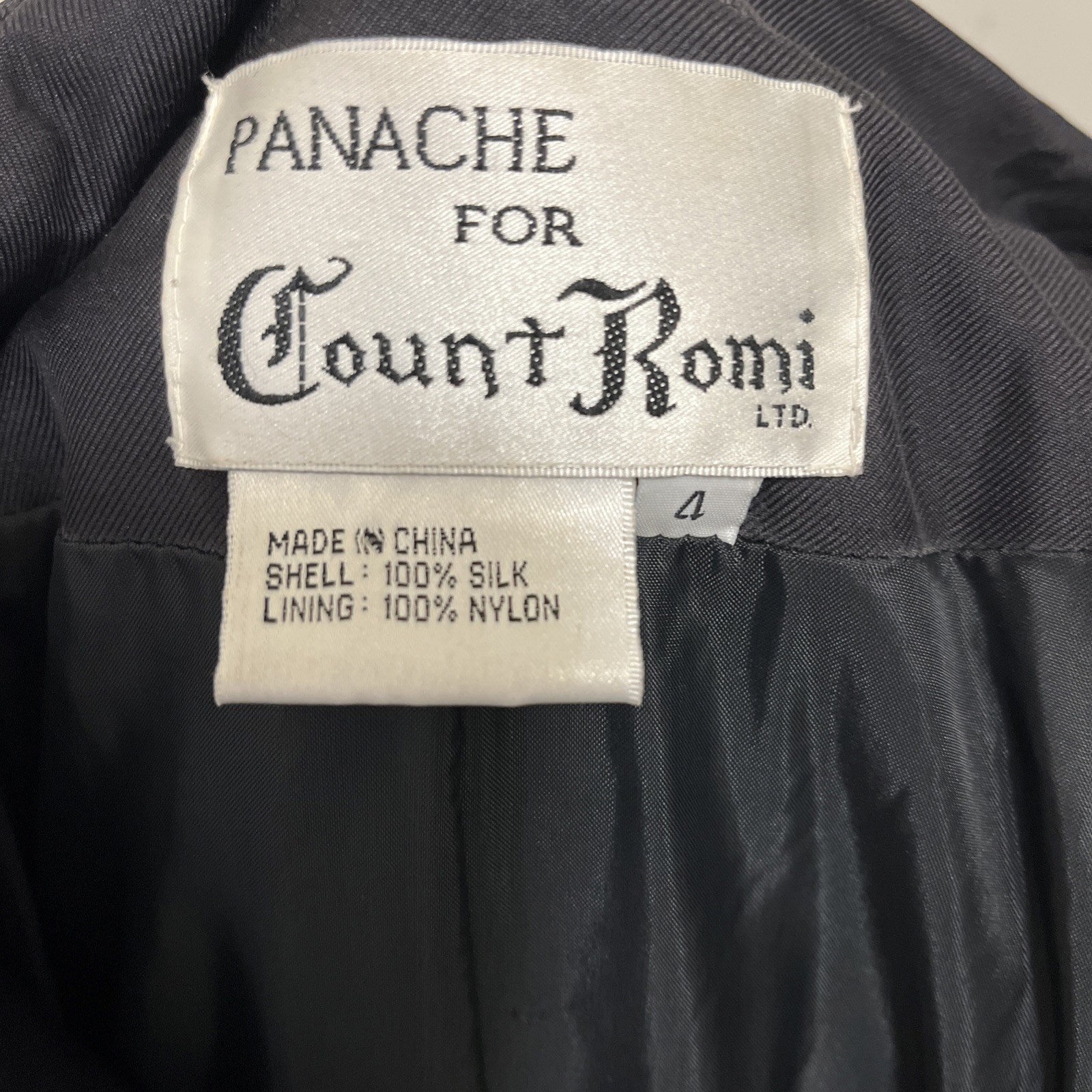 Vintage Count Romi Black 100% Silk Trench Coat Fall Size 4