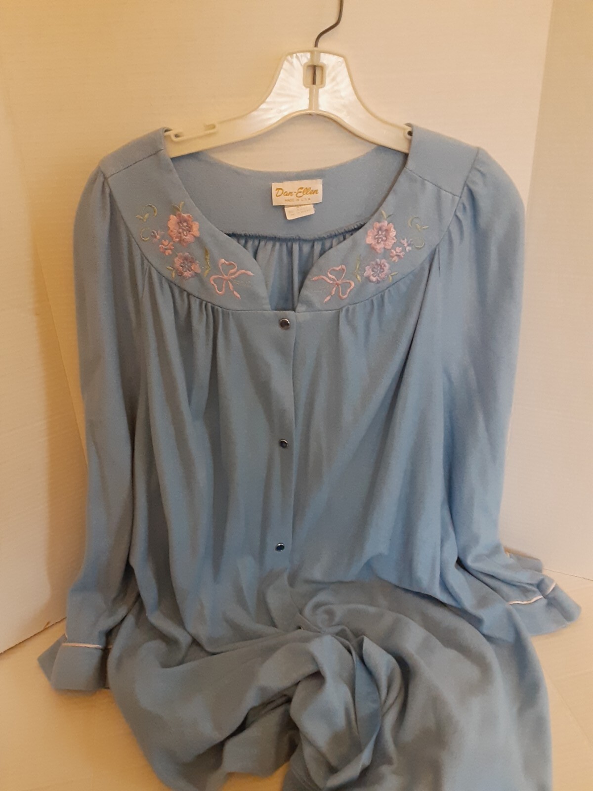 Vintage Dan Ellen Blue Nightgown Ribe House Dress Snap Closure Size 4X