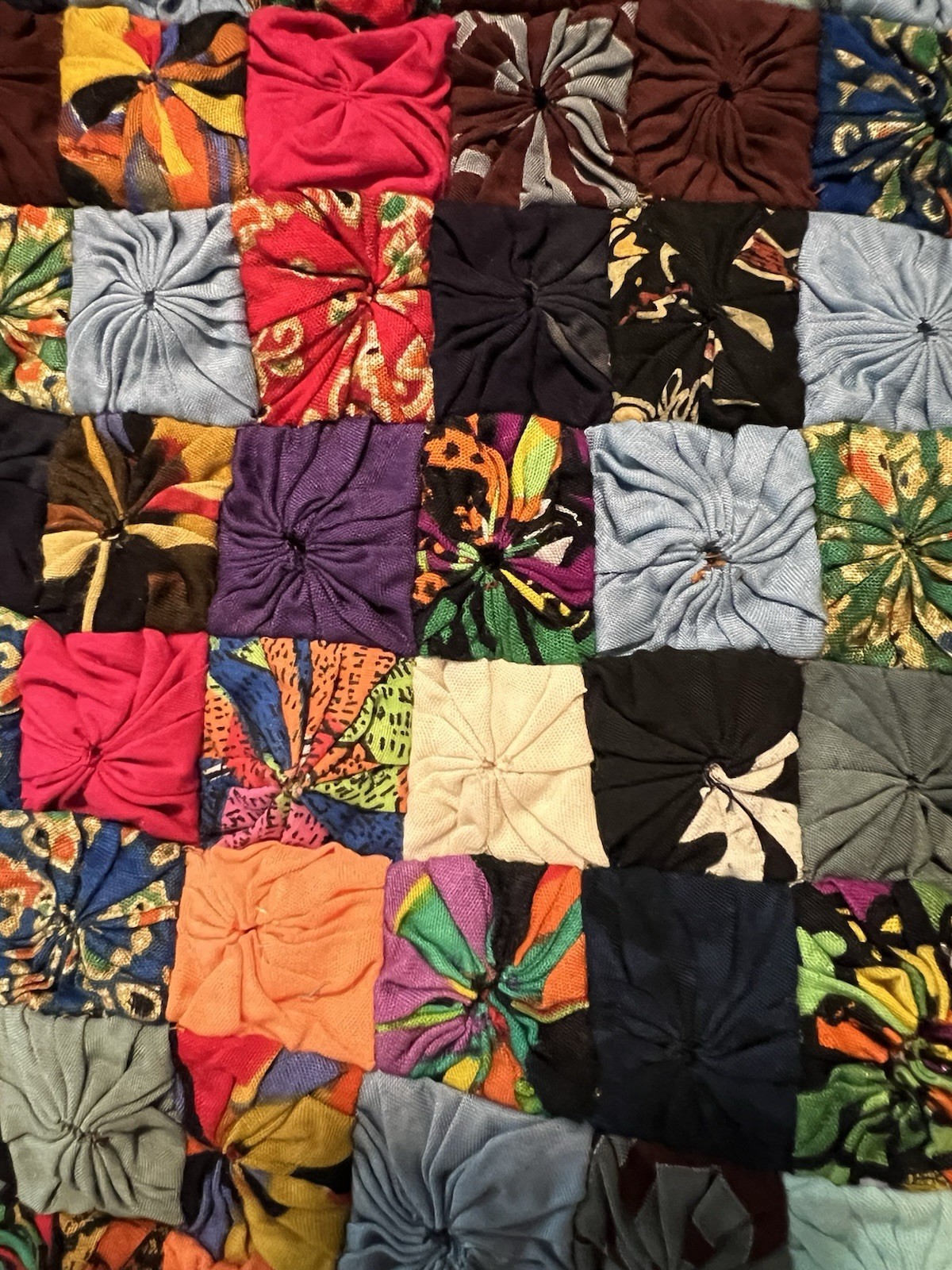 Vintage Yo Yo Patchwork Multi-Color Handcrafted Vest WOW