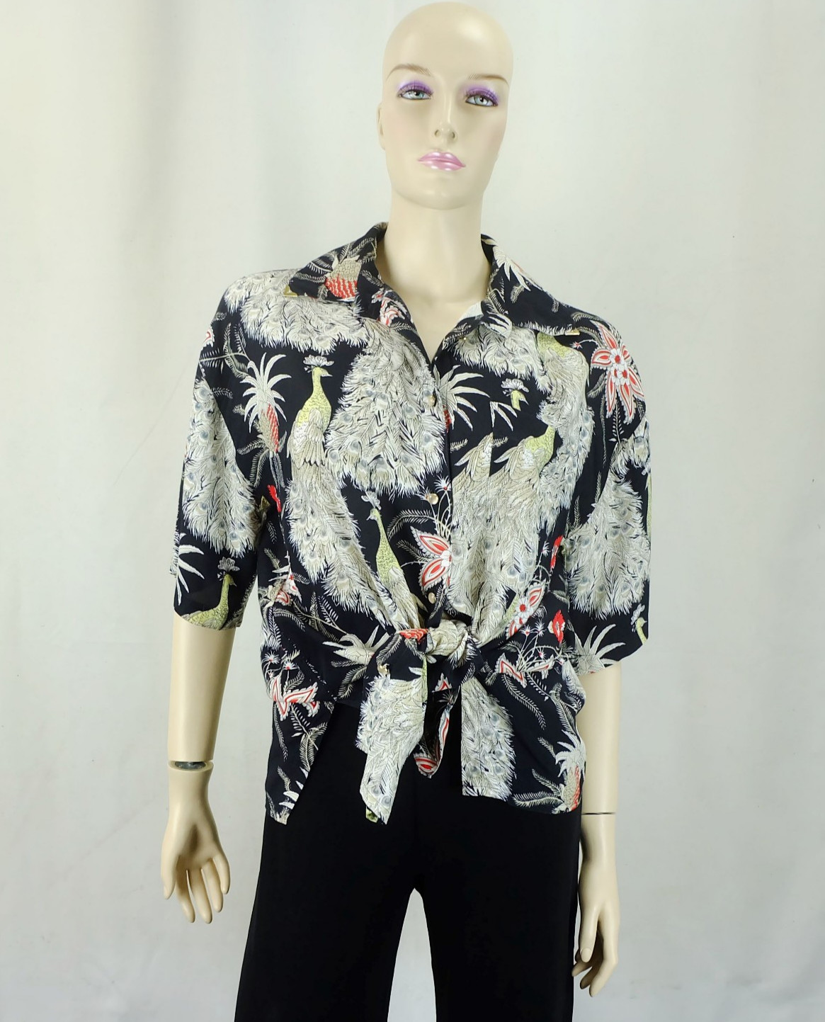 80s vintage BLOUSE savory italia size 40 oversized fanciful print