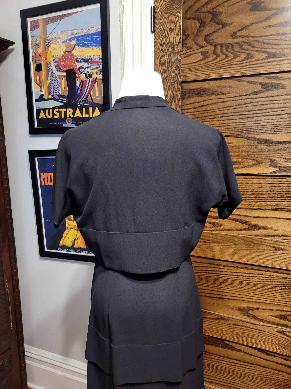 Vintage 1940s Black Rayon Dress – Excellent Condition – Size S