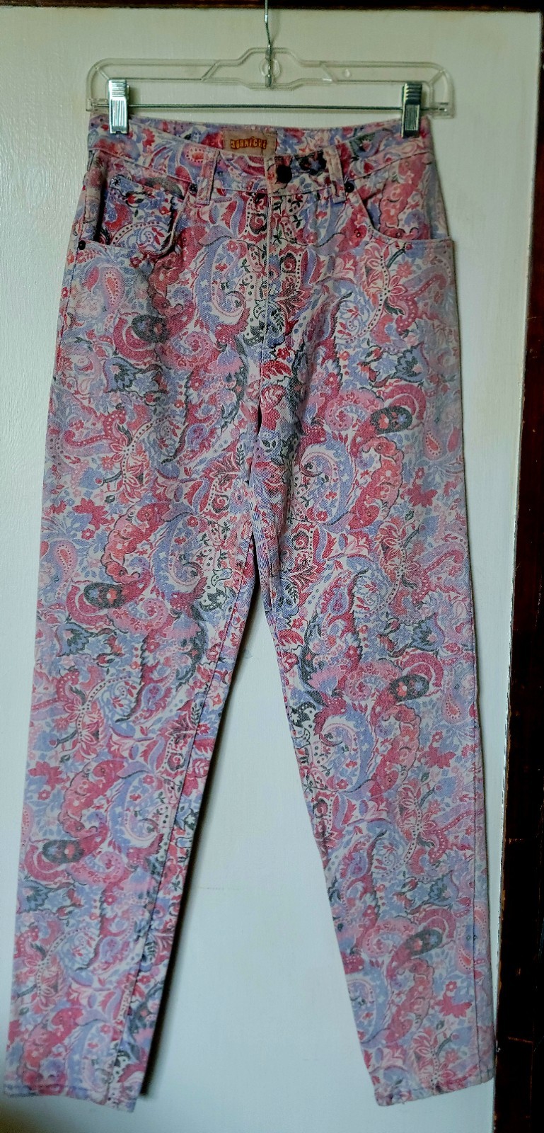 Vtg Early 90s Rare Corniche Floral Pastel Print High Waisted Jeans Size 9/10