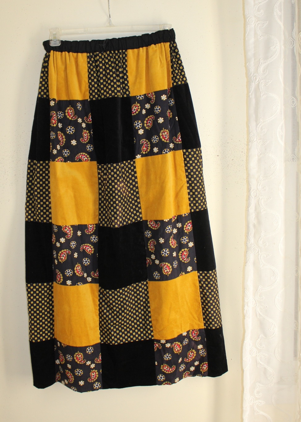 MR.HANK Vintage 1970s Patchwork Boutique Long Boho Hippie Skirt Sz S M L Funky