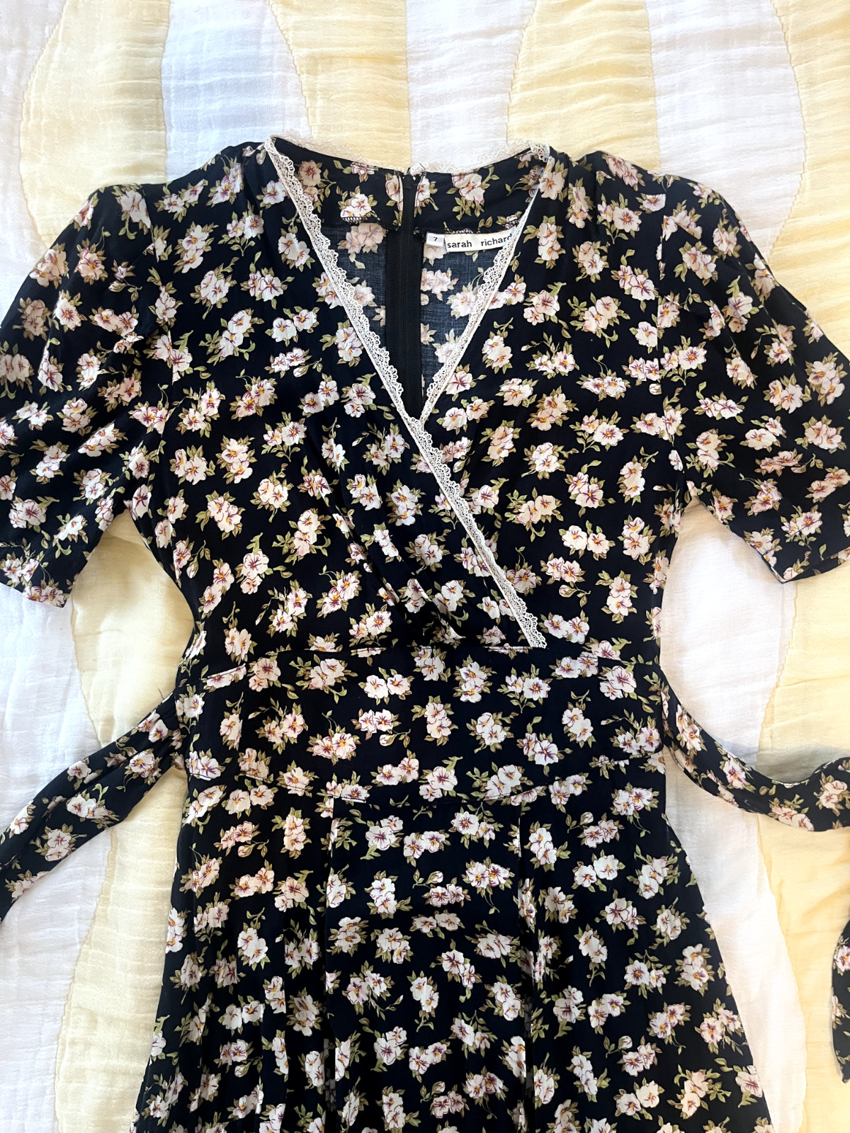 Doen Style Vintage Sarah Richards Rayon Black Floral Maxi Dress (tagged Sz 7)