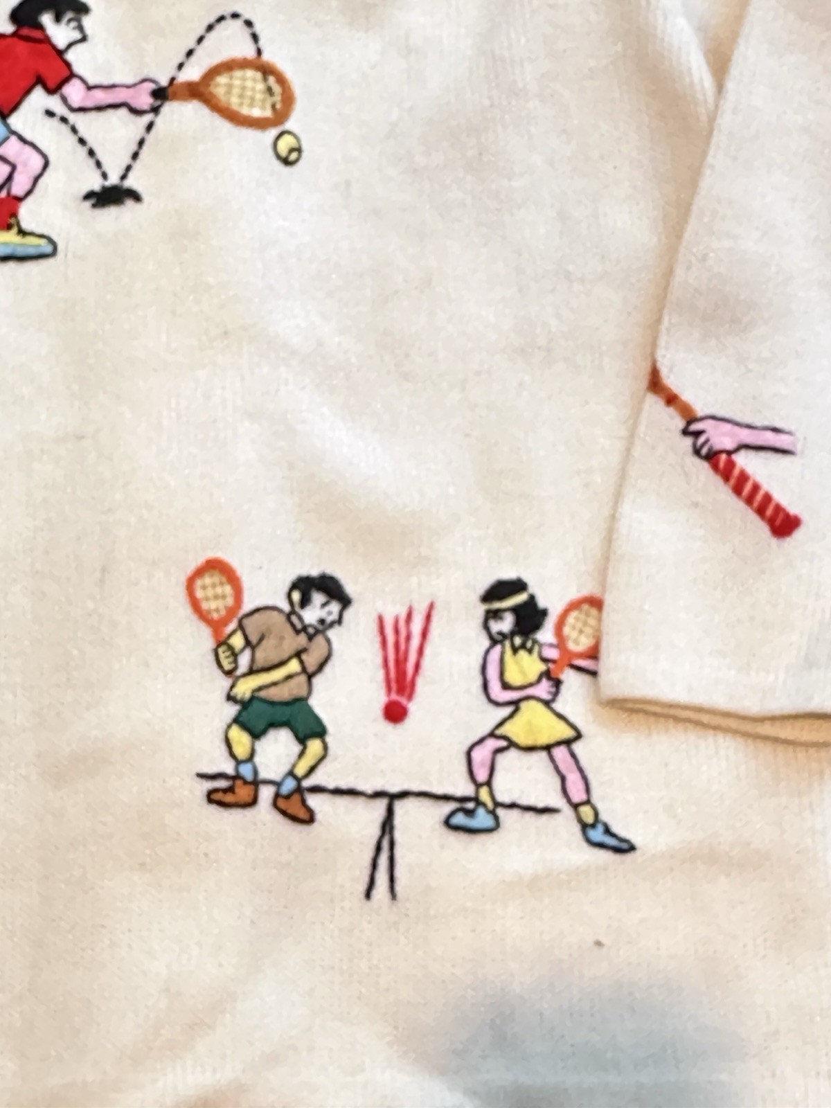 Vintage 70’s Andreno Argenti Embroidered Knit Sweater Cardigan Tennis Pickleball