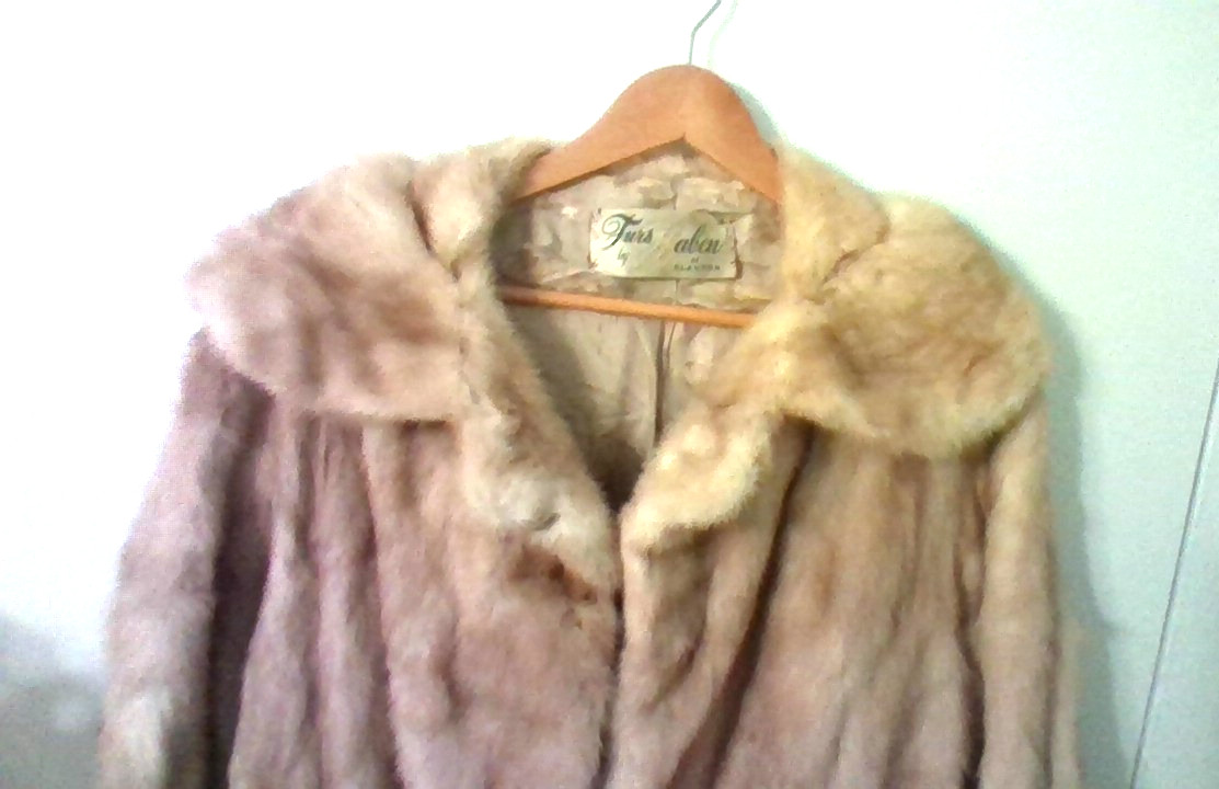 Antique 1950s Blonde Mink Coat Lined Warm Knee Length Lining Needs Some Repairs