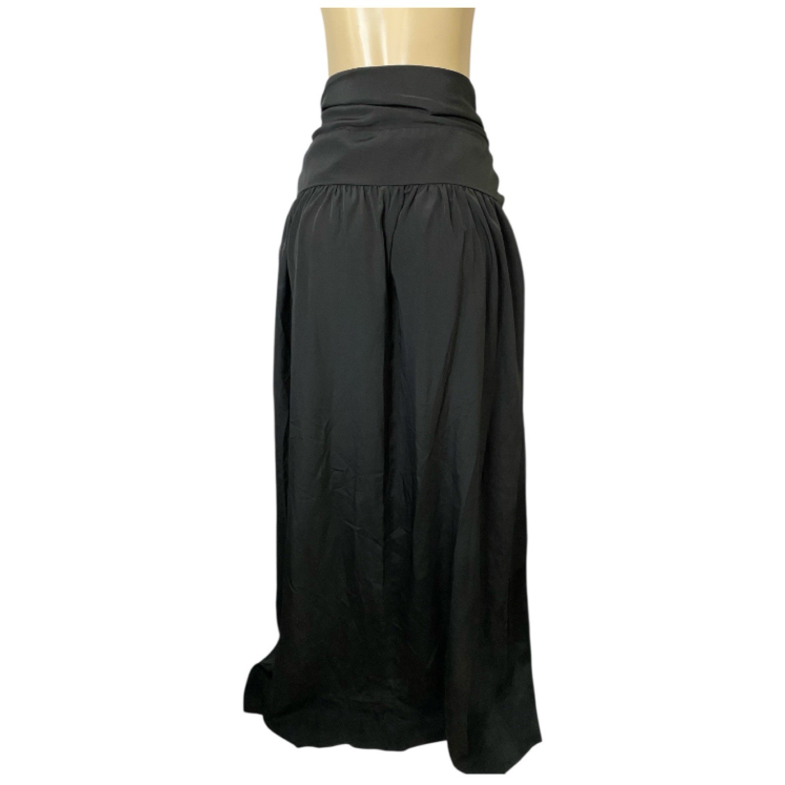 VTG 80s Black Satin Gown Multifunctional Dress & Skirt Sz M Retro Goth Grunge