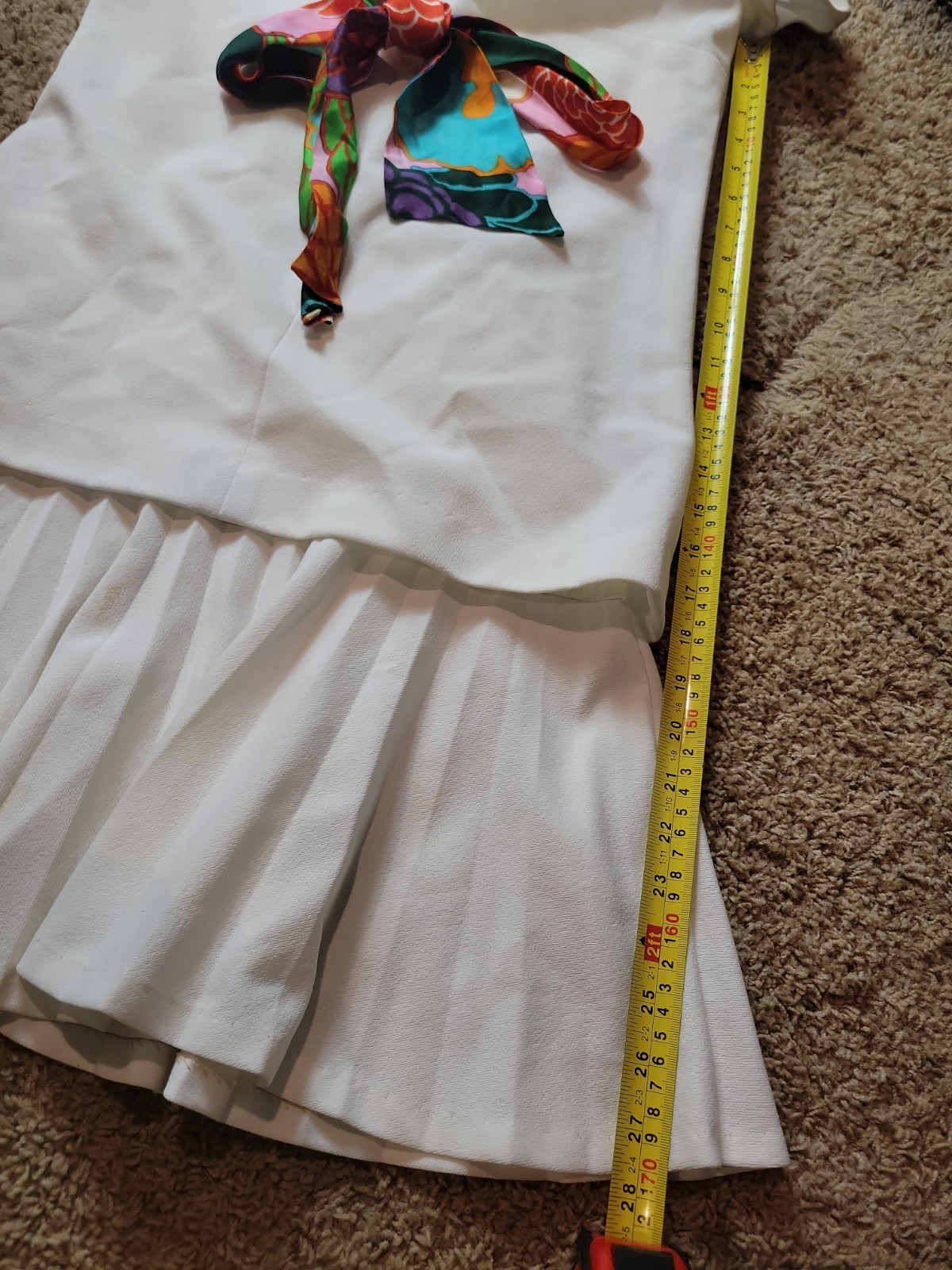 Rare Vtg 1960s Eve Le White Pleated Cheer Mod Tennis Dress
