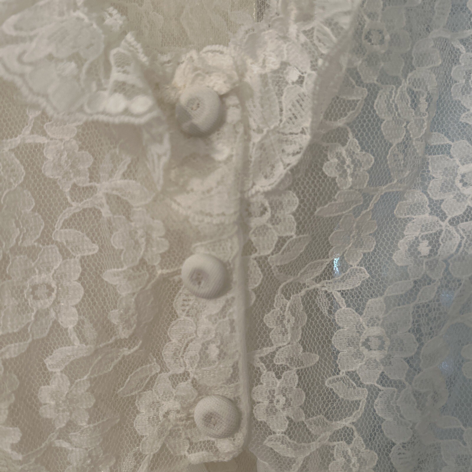 Vintage Sheer Double Layer Chic Lingerie Ivory Lace MCM Robe Wedding Bacheloret