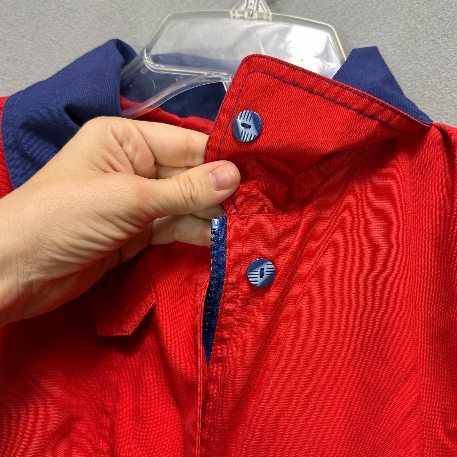 Sergio Valente Vintage 80s jacket Bomber Red Blue Zip Button Size Small Adult