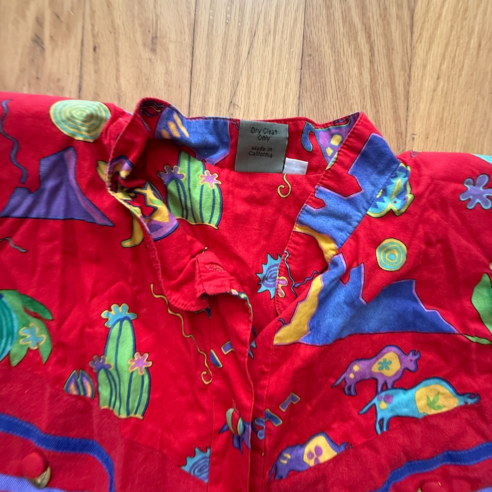 Vtg Southwest Theme Jacket Cotton Pockets Papike Wear OS Red