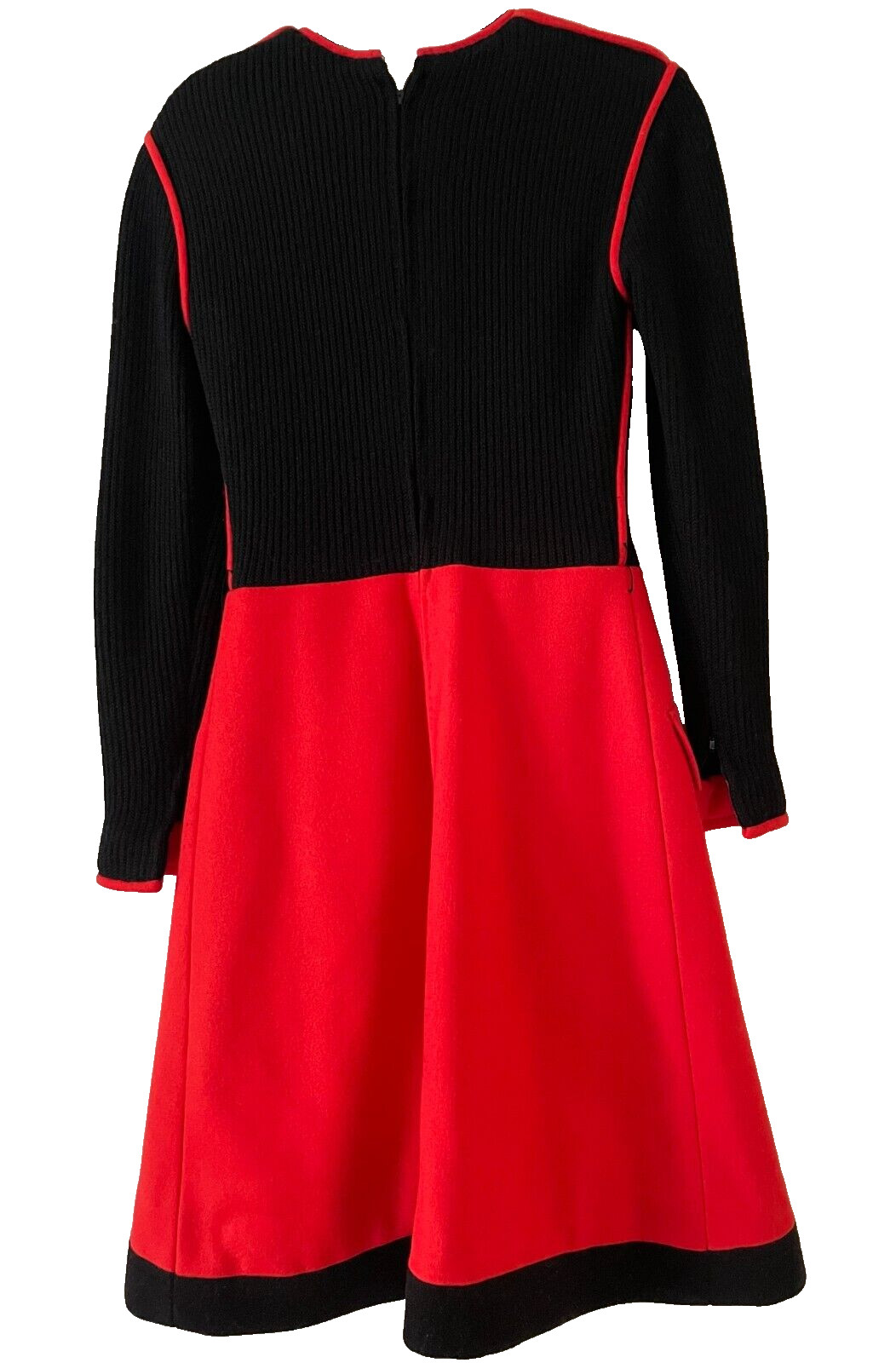 VINTAGE 60s Space Age hero black red knit dress US 2 UK 6 IT 38 FR 34