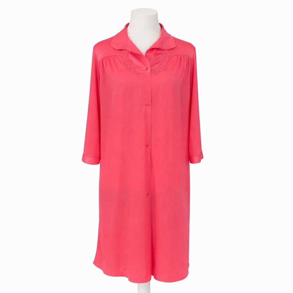 Vintage Vanity Fair Pink 1/2 Sleeve Robe Bed Jacket Buttons Pockets Size 38 Sml.