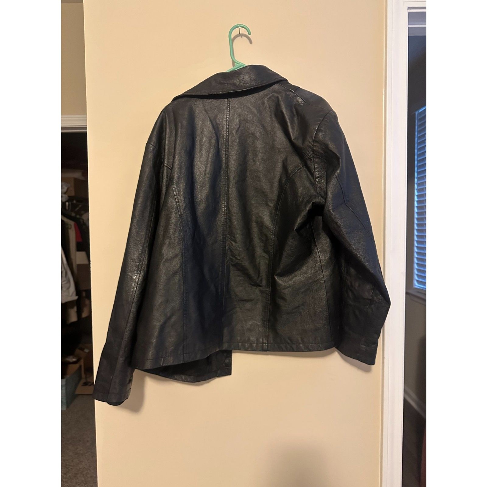 Vintage Serge Platini Genuine Leather Button Front Coat Jacket Black Women’s 2X