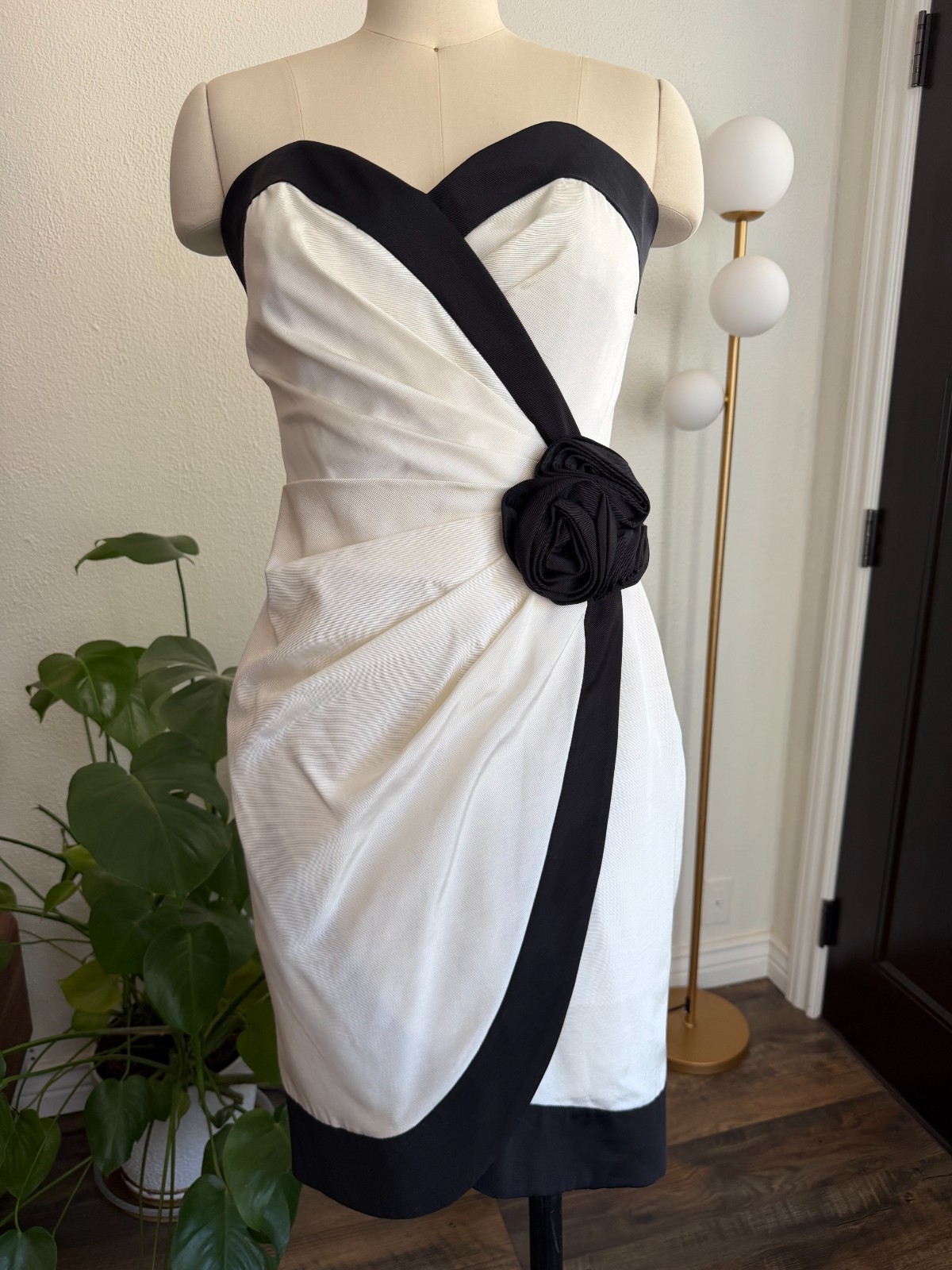 VTG 80s AJ Bari Classy Elegant Strapless Cocktail Dress XS Old Money Preppy Prom