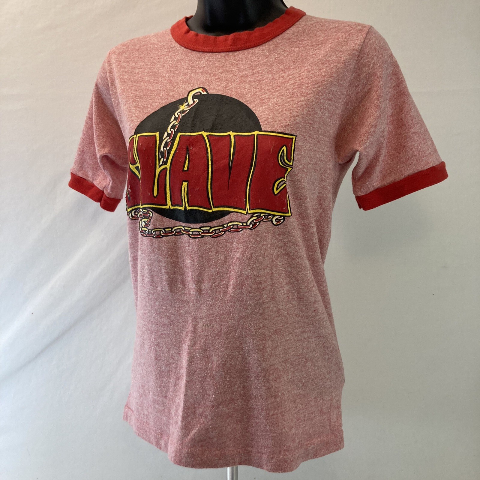 Vintage 70s Slave Band Tshirt Women’s S Single Stitch Ringer RARE Funk Soul R&B