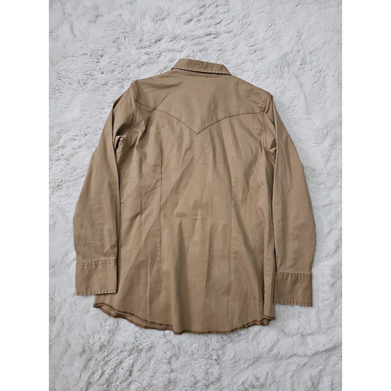 Wrangler Retro NWT Western Pearl Snap Shirt L Tan Khaki Cowgirl Ranch