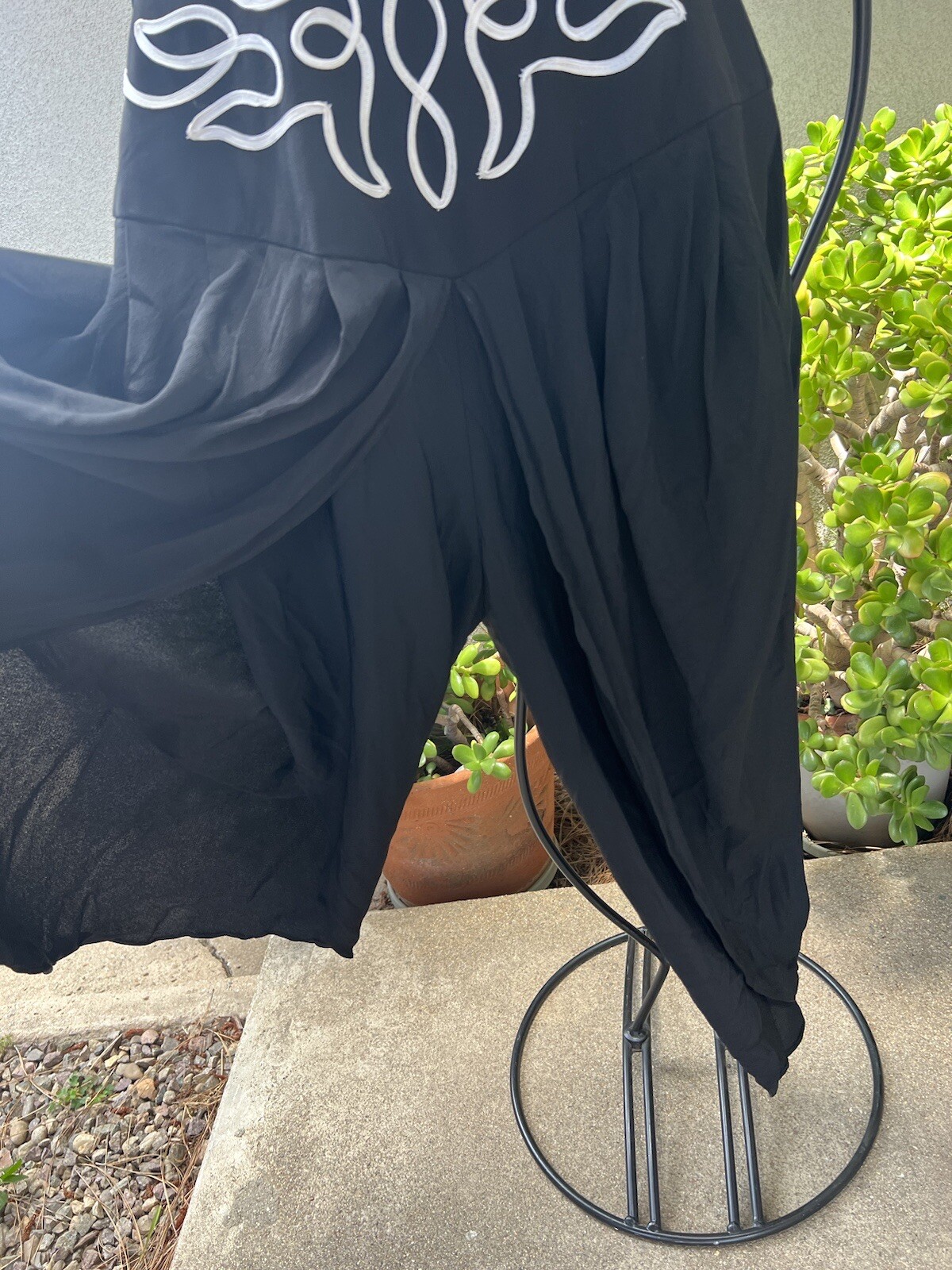 Vintage Boho Jumpsuit Harem Pant Black Sz 12 Miss Ashlee