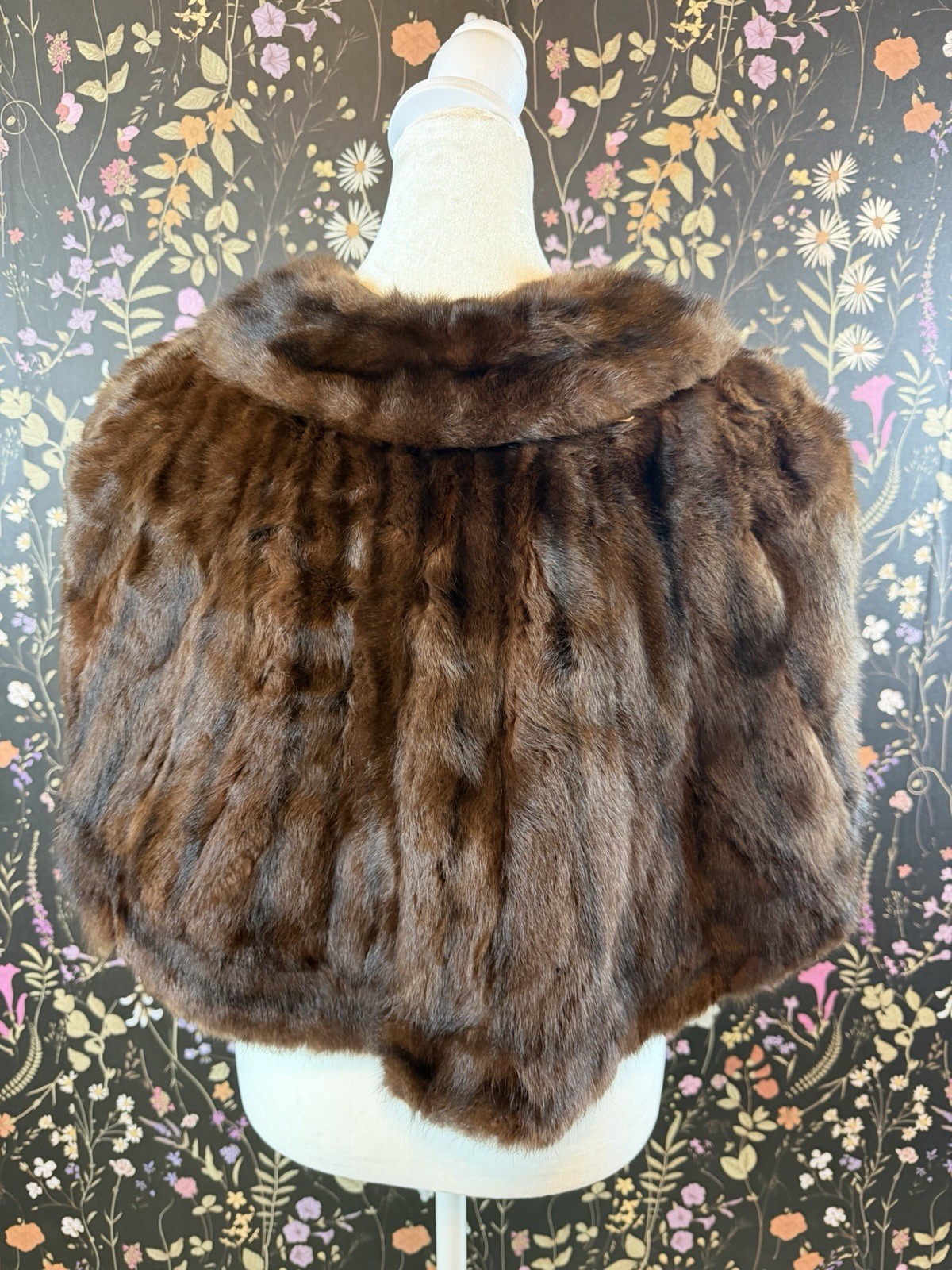 Vintage Fur Mink Stole Shrug Wrap Cape Jacket Sable Brown