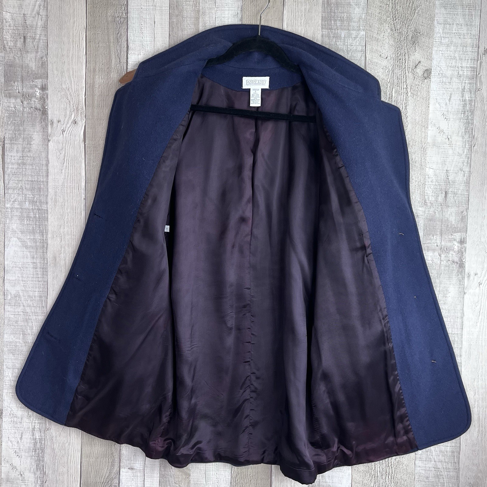 Vintage 80s Lands End Direct Merchant Wool Blazer Women Size 6 Navy Jacket USA