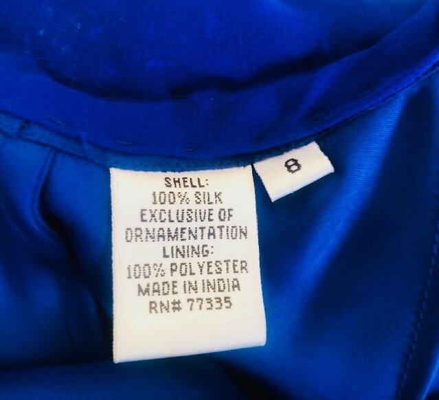 Vintage Sherri Hill Sequined Royal Blue Dress size 8P 100% silk / Match Clutch