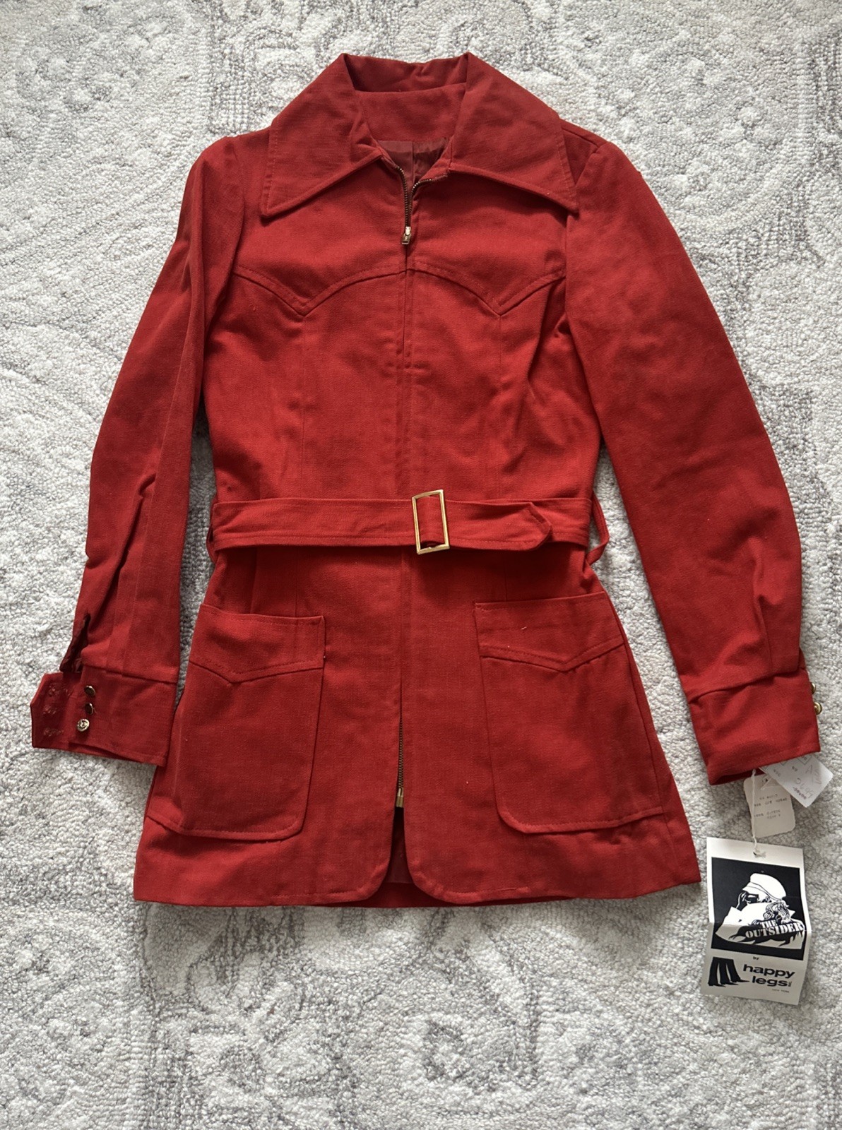 Vintage 1970’s Deadstock The Outsider By Happy Legs Burnt Orange Jacket Size 7