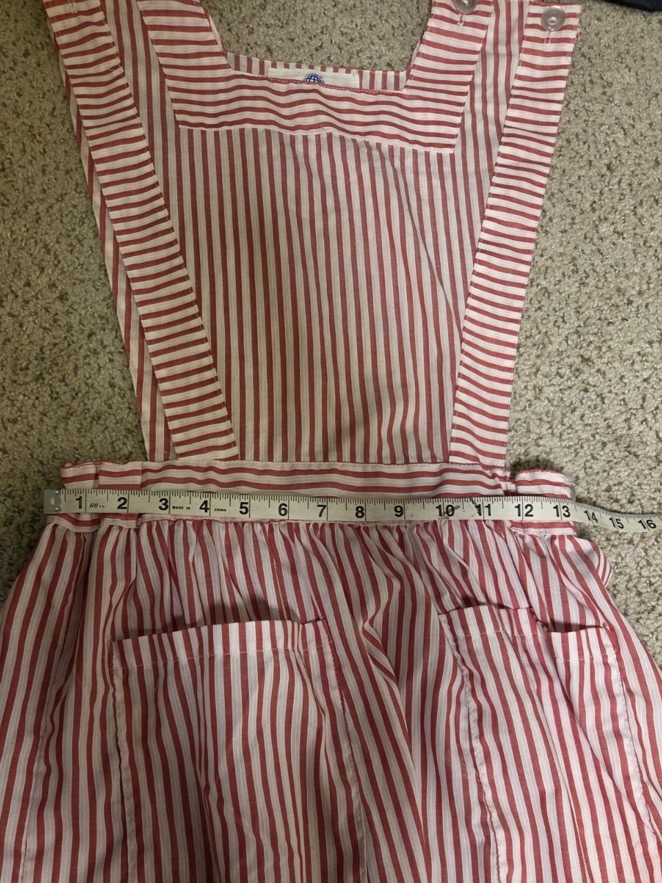 Vintage Candy Striper Nurse Apron Dress Union Made Red White Pinafore Medium
