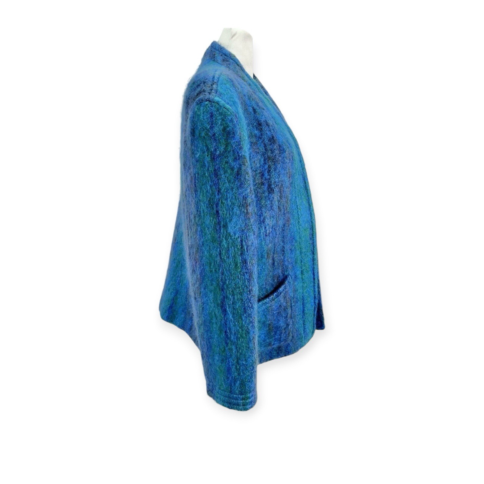 VTG WOOL MOHAIR SWEATER LINED JACKET BLAZER MOD AVANT GARDE PUFF SHAG NEW WAVE