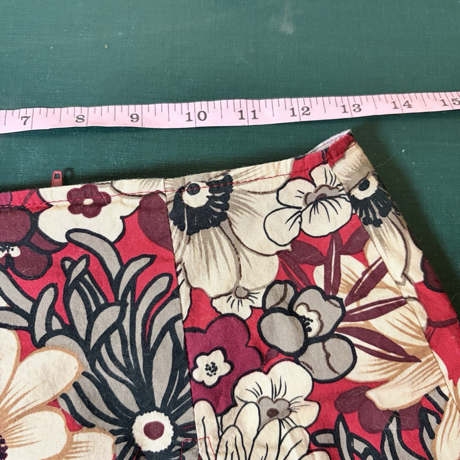 Vintage 90s Wrapper Made In USA Red Floral Hawaiian Skirt Size S
