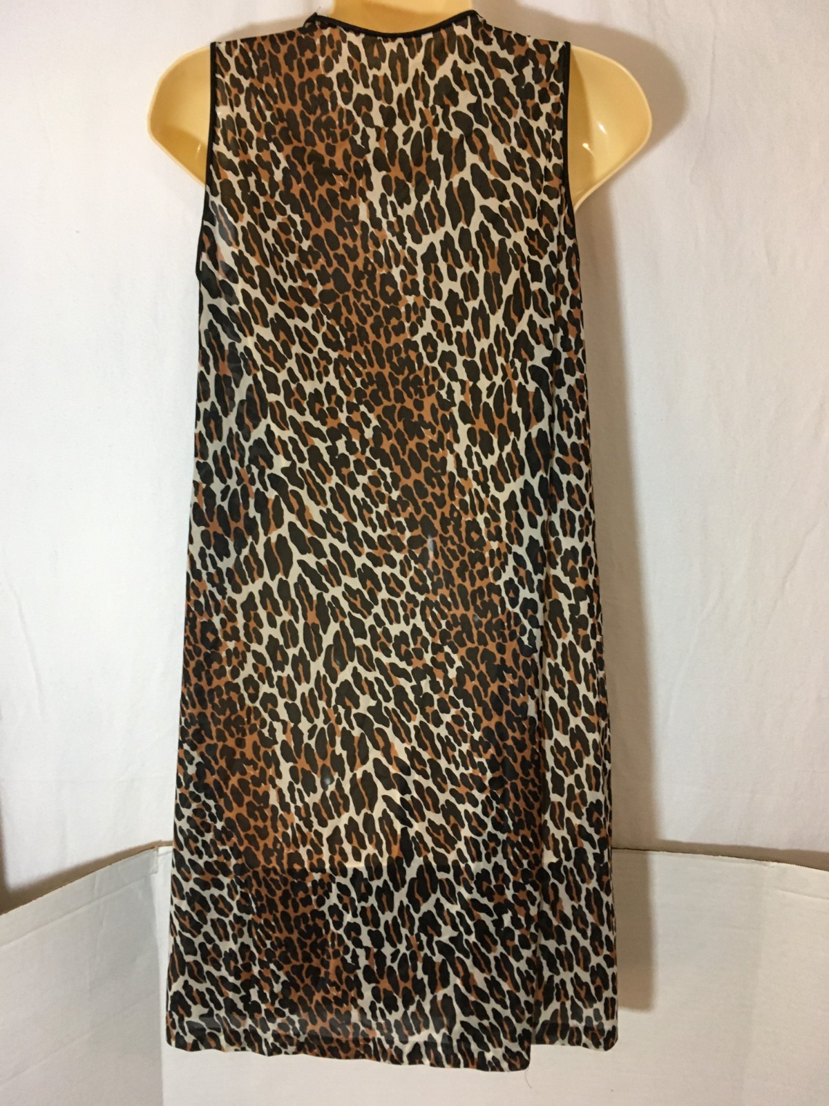 Vtg VANITY FAIR LEOPARD Nightgown THIN SILKY SOFT NYLON Shift Gown Dress XS 60s