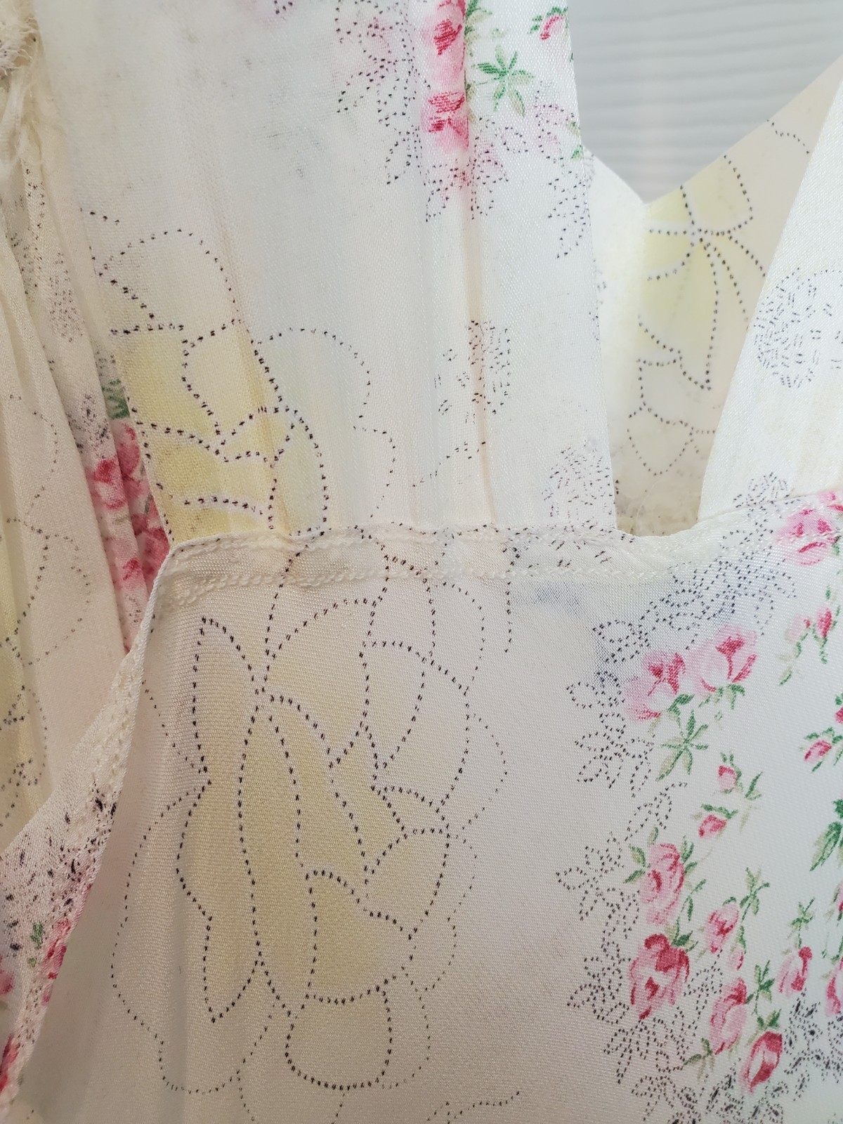 Vintage Trousseaux by Terris Floral Chiffon Gown & Robe Set Lace Empire Waist