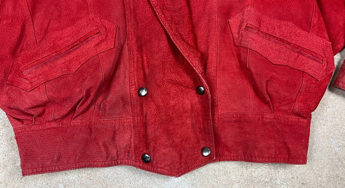 Vintage Red Learsi Western/Boho Leather Jacket with Fringe Tassels
