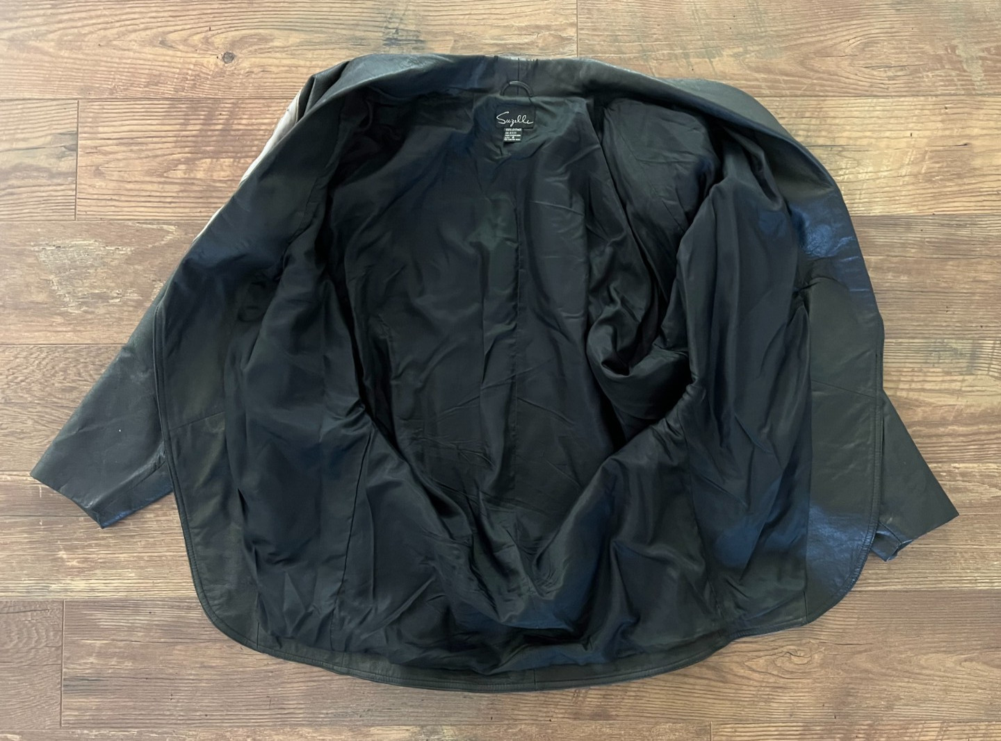 Vintage 80s Suzelle Leather Dolman Batwing Slouch Cocoon Coat Jacket Black Sz M