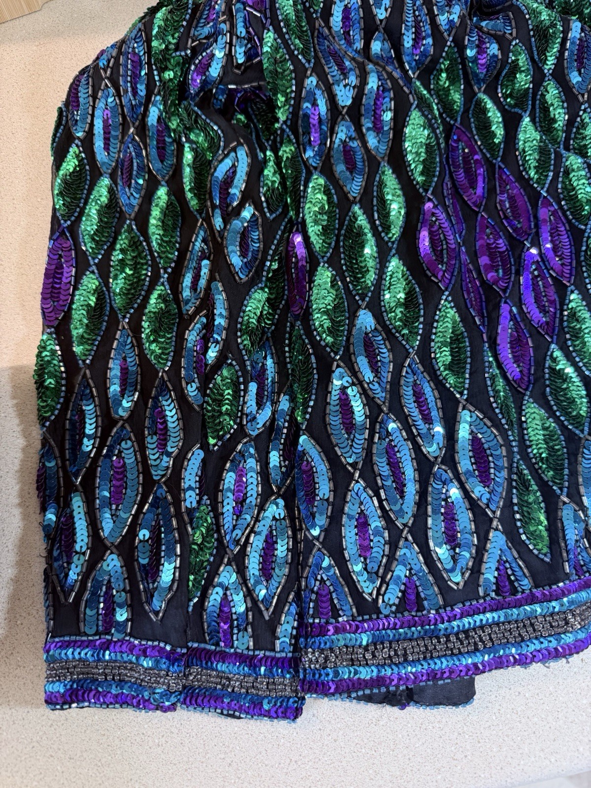 vtg 1980s Laurence Kazar New York sequin and beaded evening cardigan jacket Lg