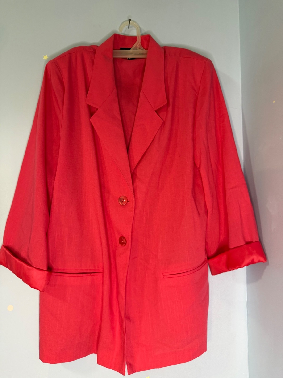 Sag Harbor Women’s Blazer Size 16 Coral Longline 2 Button Vintage Jacket