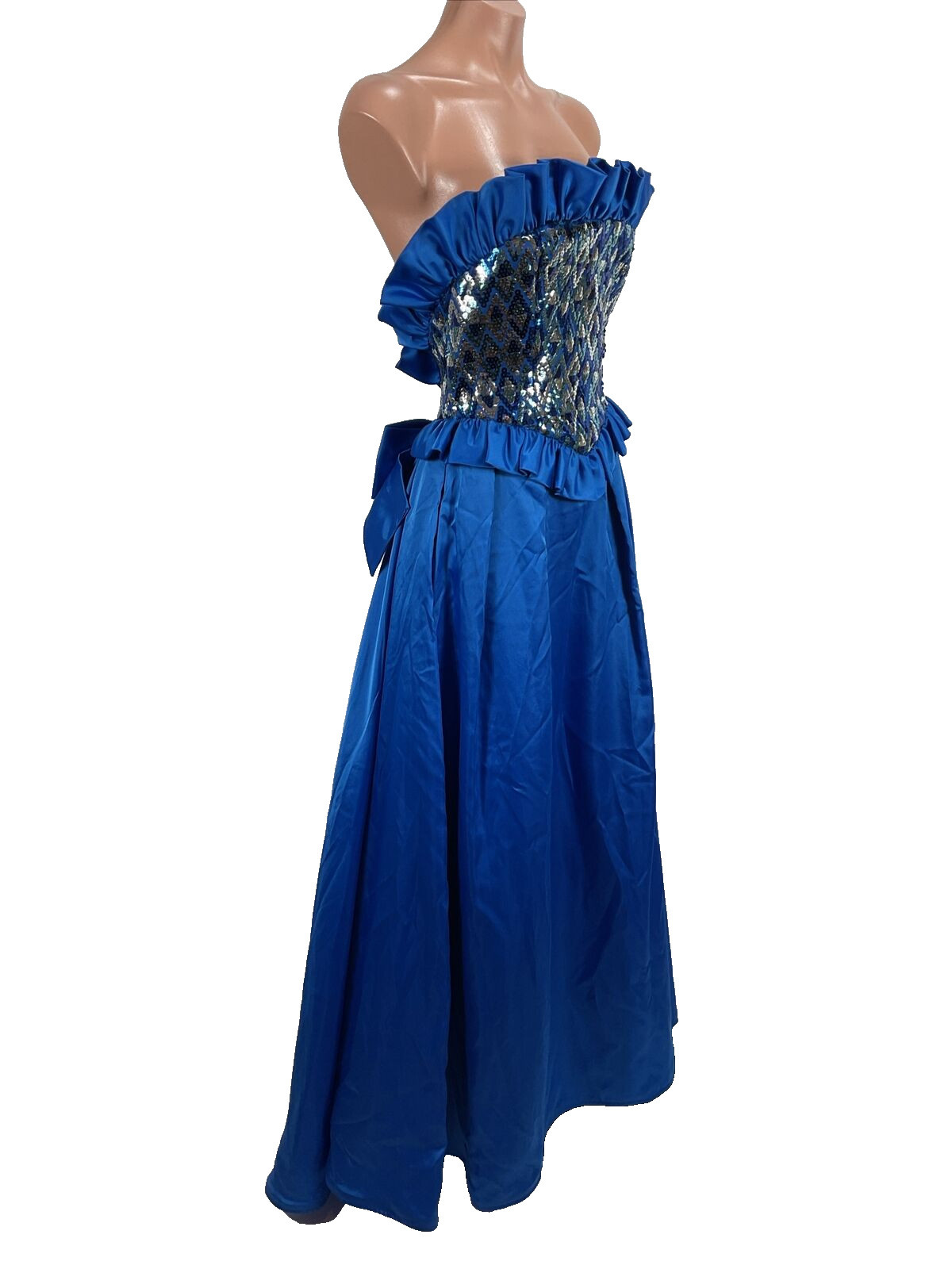 Vintage 80s VICTOR COSTA Sakowitz Crisp TAFFETA Sequin Ball GOWN Formal Dress 4