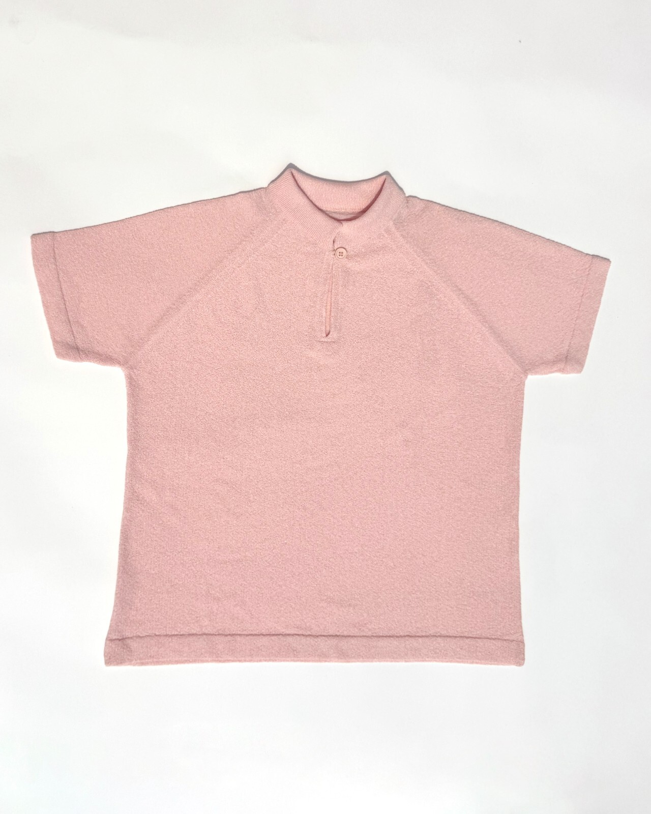 Vintage 1960s Light Pink Mod Mock Neck Turtleneck Short Sleeve Top Size Large