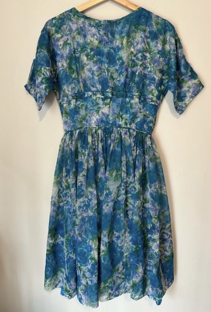 Vintage 1950’s Floral Layered Dress Size S By Alco Junior Chest 34” L 38” W 26”