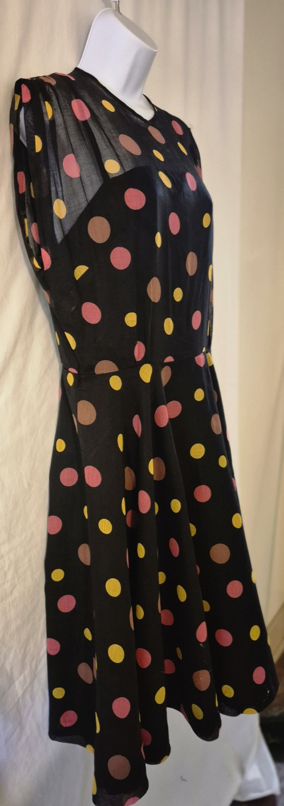 Brielle Creations Original Vintage 50s Dress Polkadots Over Satin Full Skirt