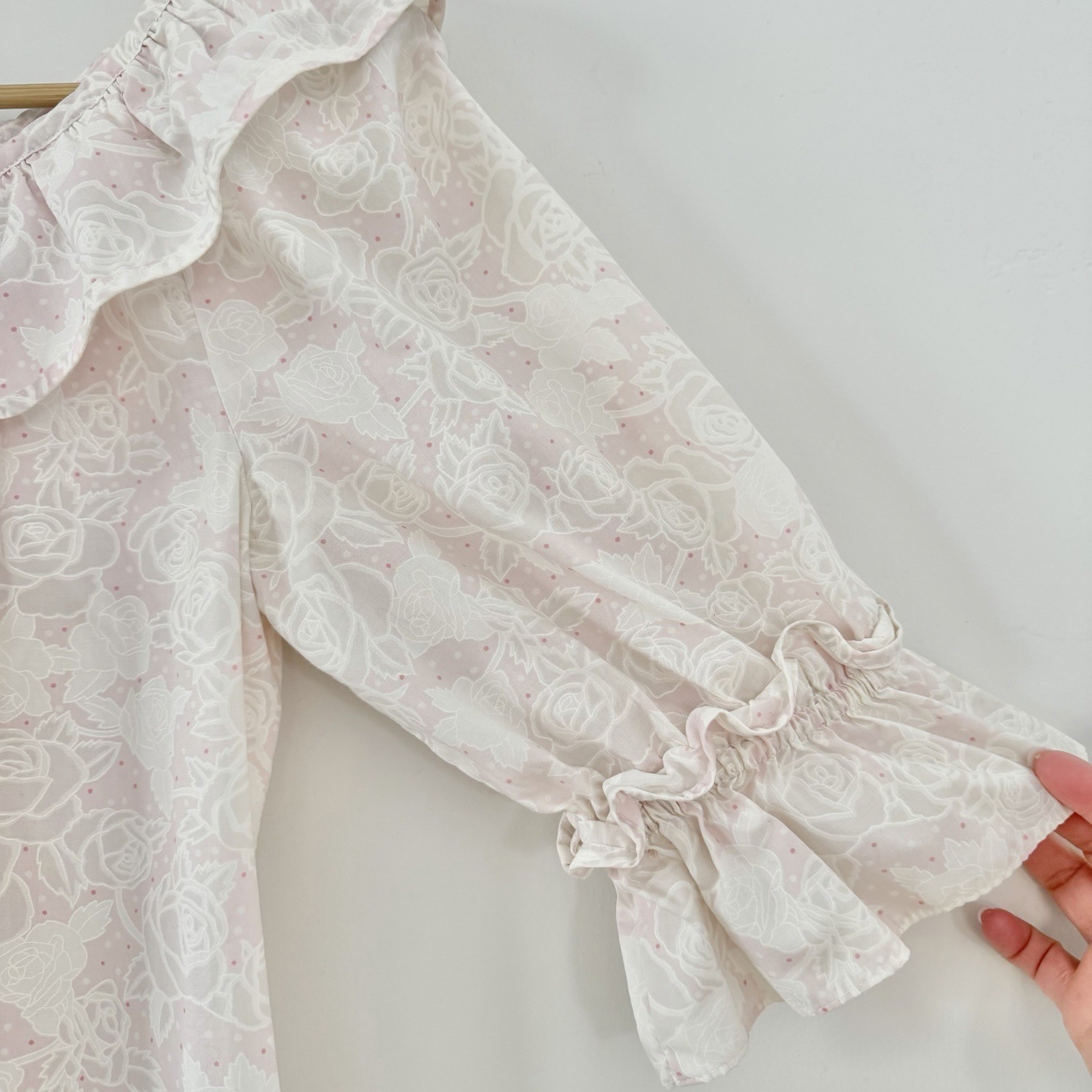 VTG 1980s Pomare Floral Maxi Dress Pink Cottagecore Prairie Puff Sleeve Ruffle 8