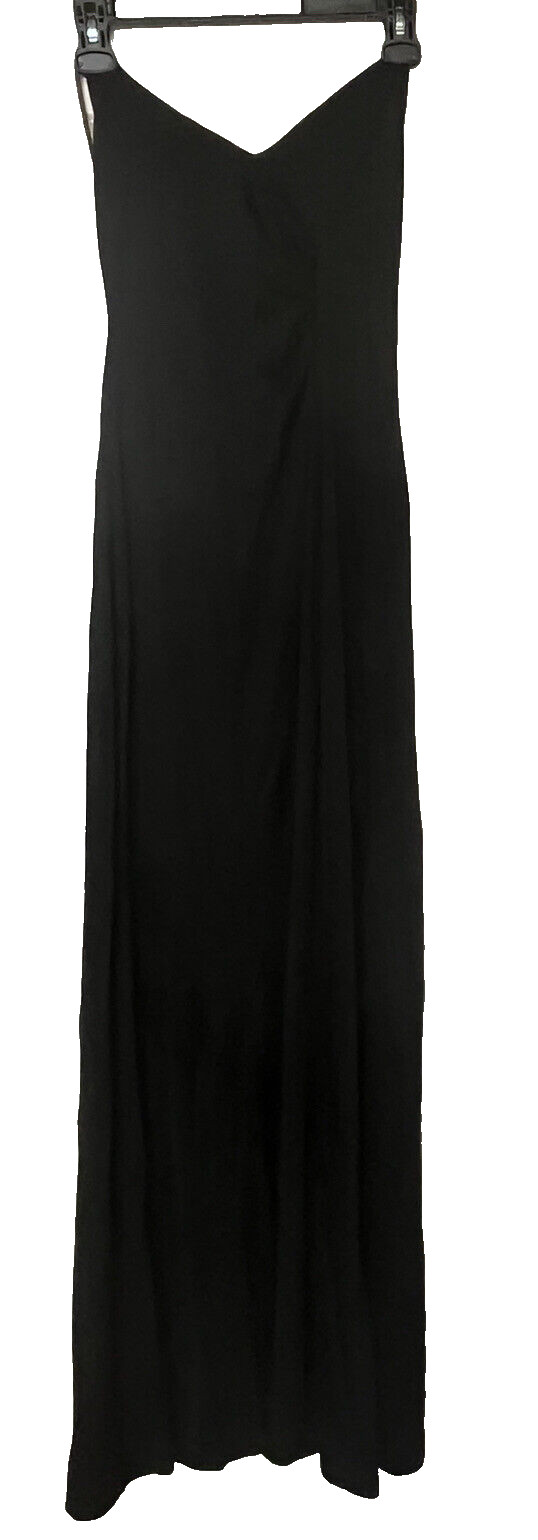VTG 80s Gown Small Backless Embellished Sleeveless Dress Rhinestone Straps Slit