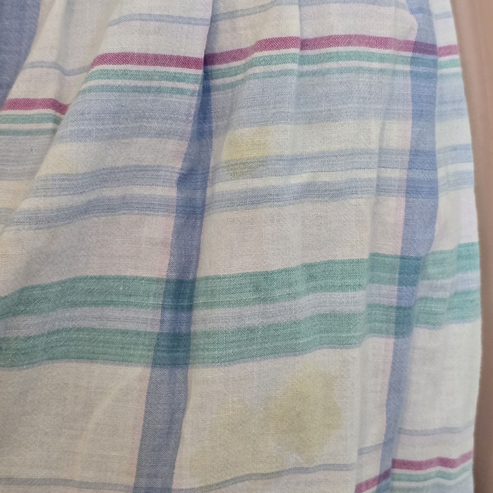 VTG Heavy Distress Chambeli Sz M Plaid Prarie Muumuu House Dress Pockets