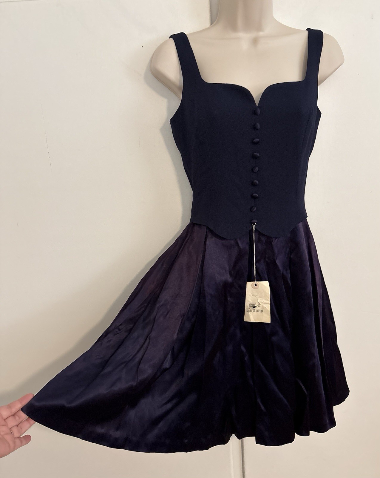 Vintage Possibly Never Worn Elizabeth Wayman Size 2 Blue Wavy Cocktail Dress
