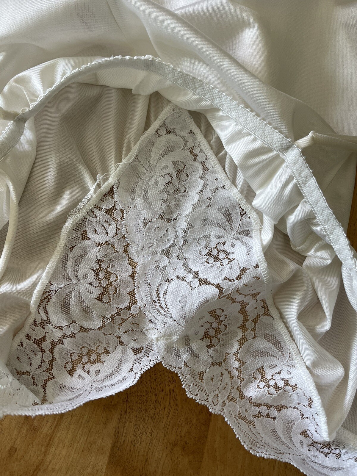 Vintage Darling Lingerie Semi Sheer Nylon Lace Slip Dress Size S Cottagecore