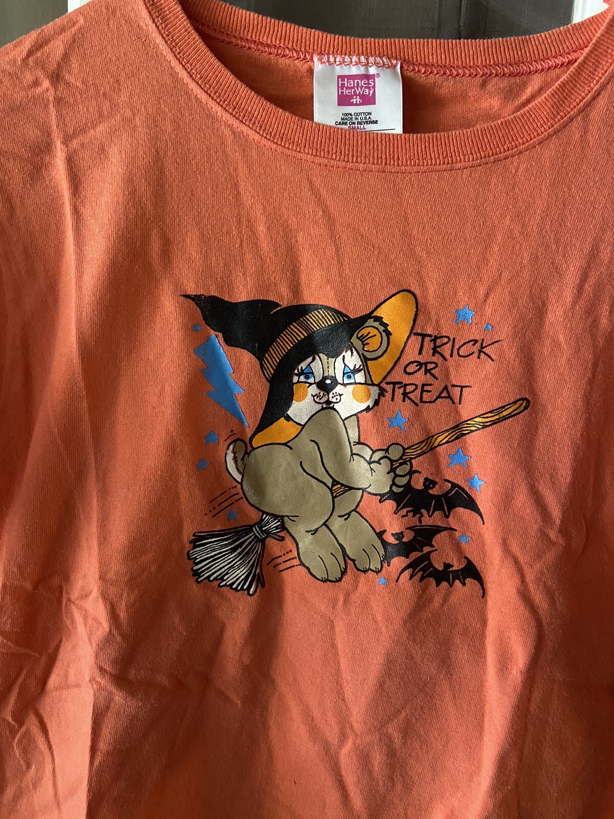 Vintage Single Stitch T Shirt Hanes Her Way Halloween Witch Grandma Sz Small