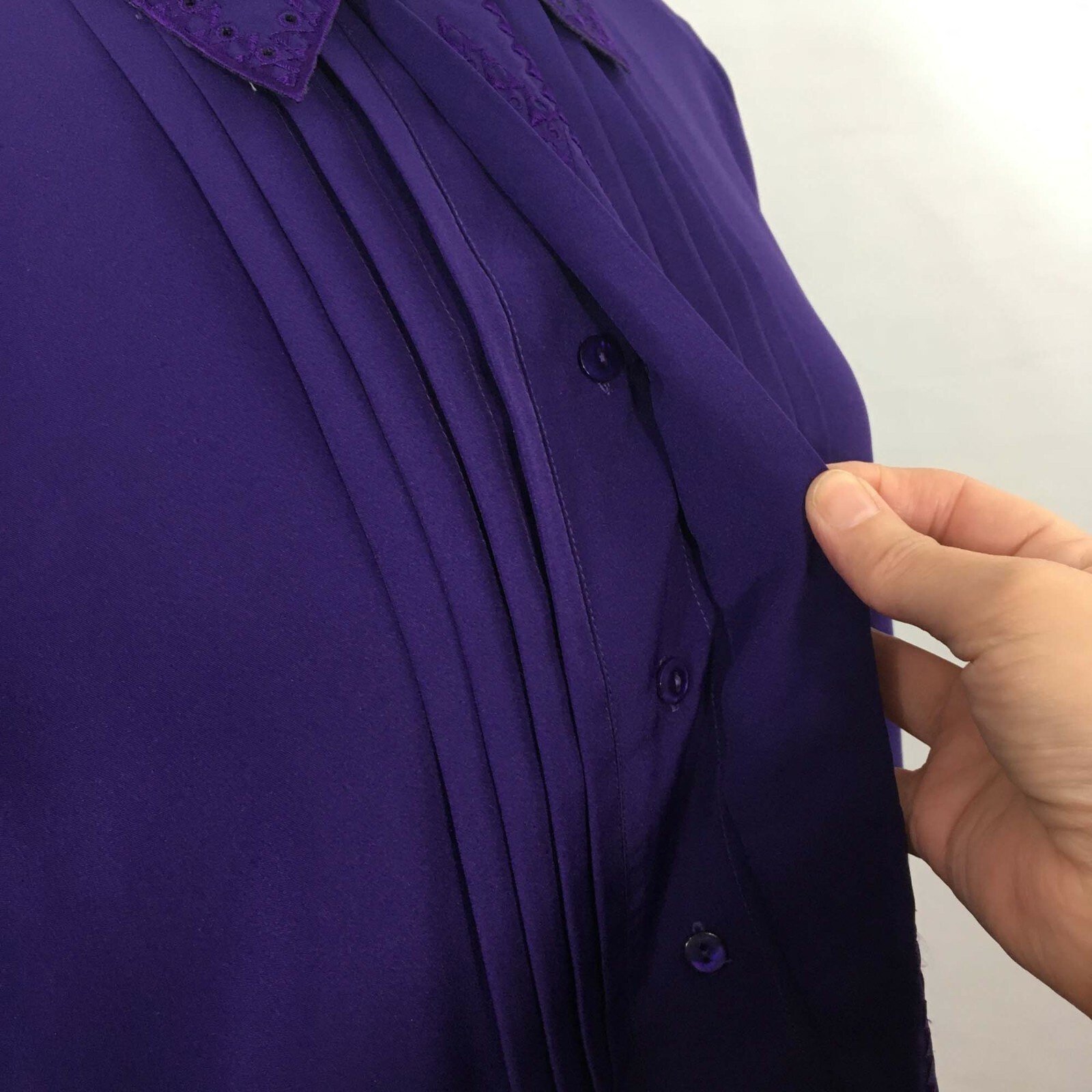 Claudia Richard Womens Vintage Purple Pleated Front Secretary Blouse, Top, 8