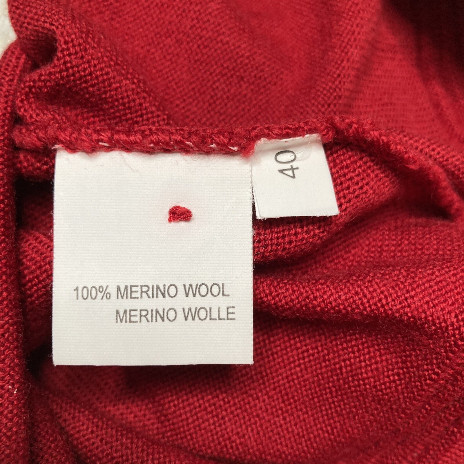 HIRSCH 100% Merino Wool Red Sweater Vintage Cardigan Size 40 Or Medium