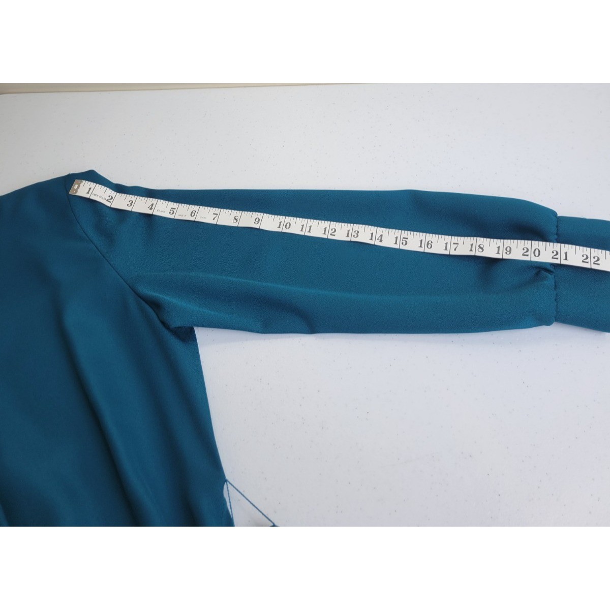 Vtg Nancy II Midi Dress 80s Minimalist Belted Long Sleeve Modest Teal Blue 10