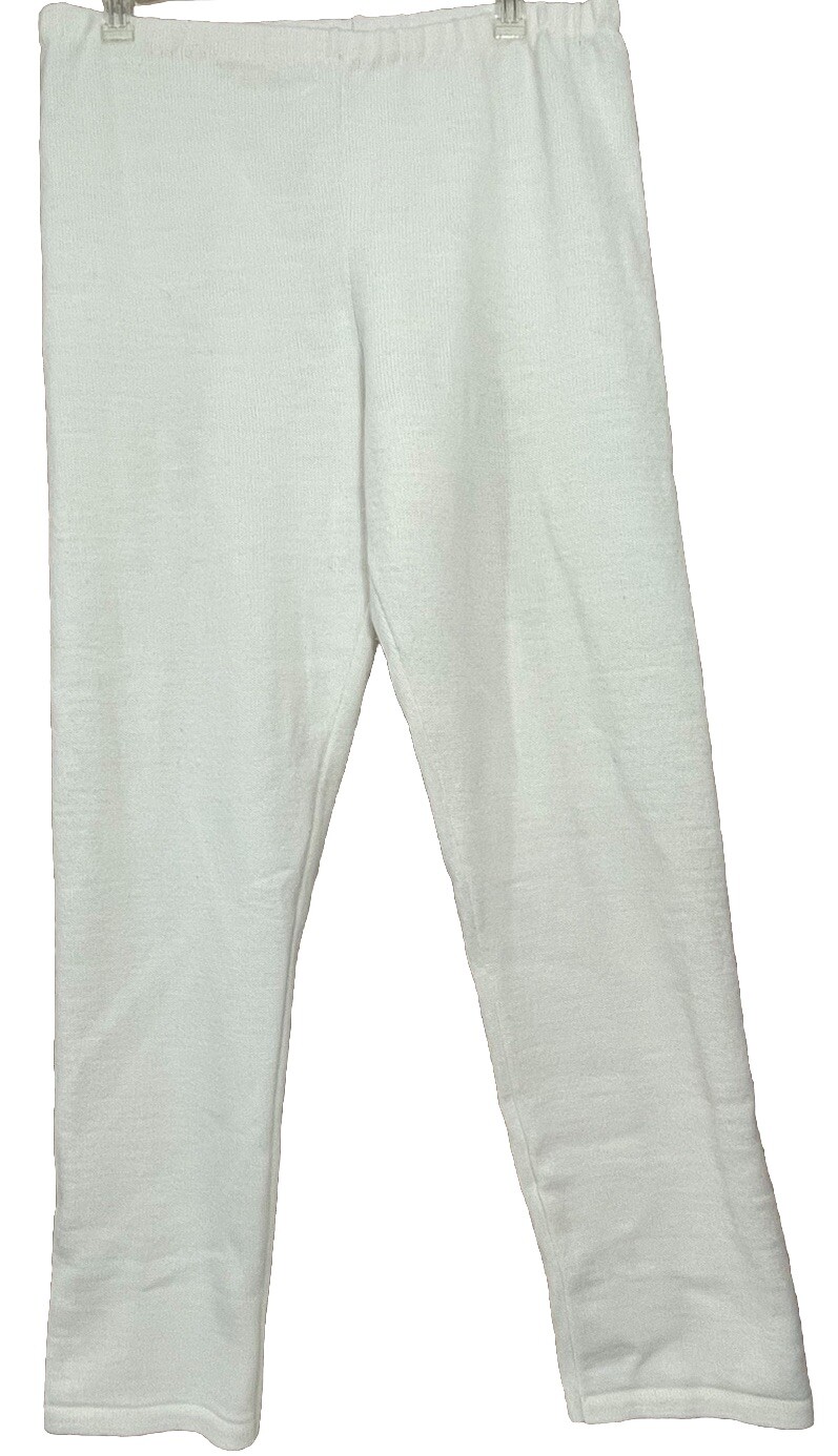 Vintage Beldoch Popper Sweater Pants XL Tall Ivory Tight Knit Pull On Stretch